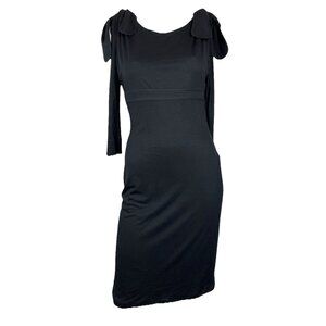 S Givenchy Bow Shoulder Stretch Cocktail Pencil Dress Black